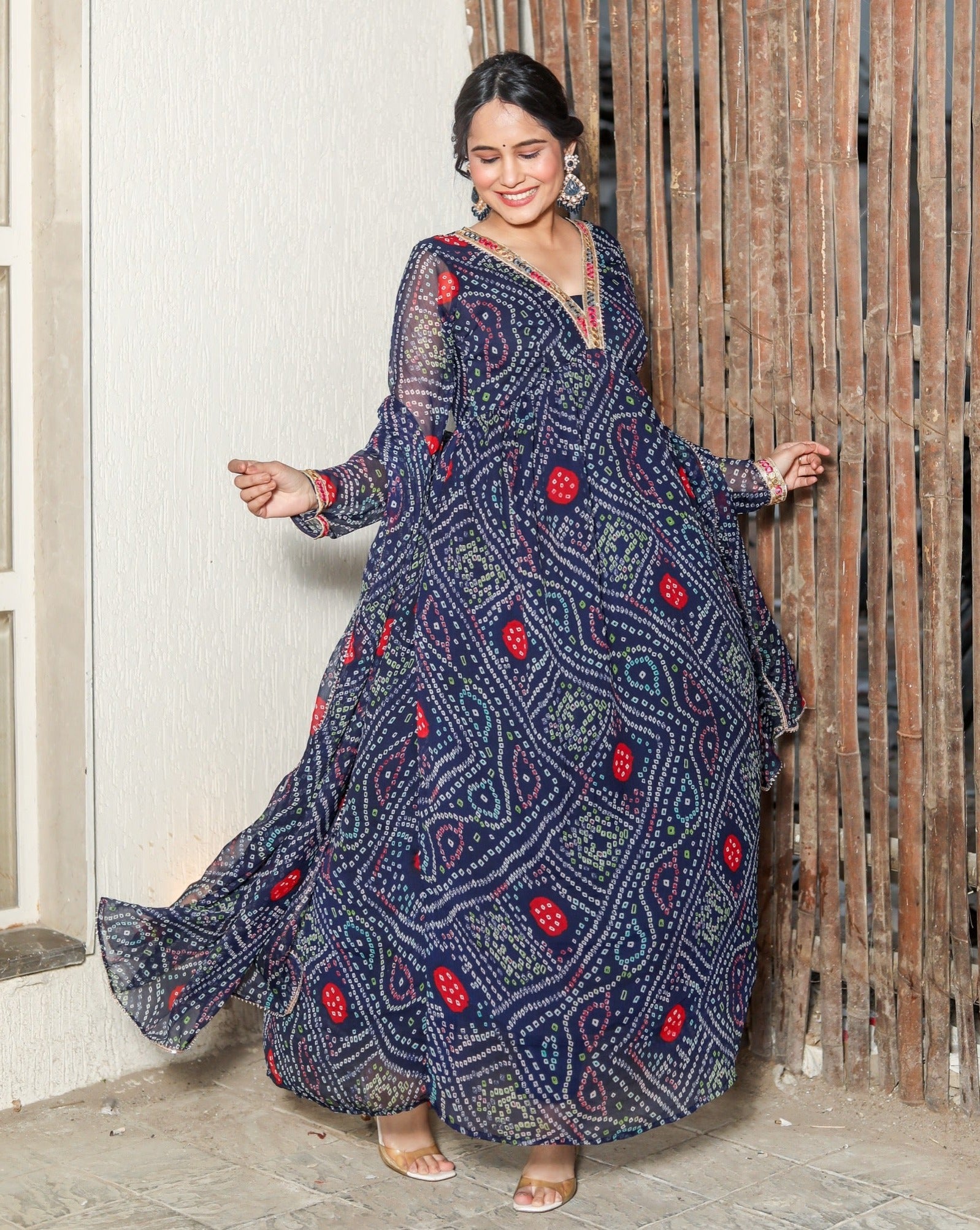 Brinda Blue Bandhani Suit Set