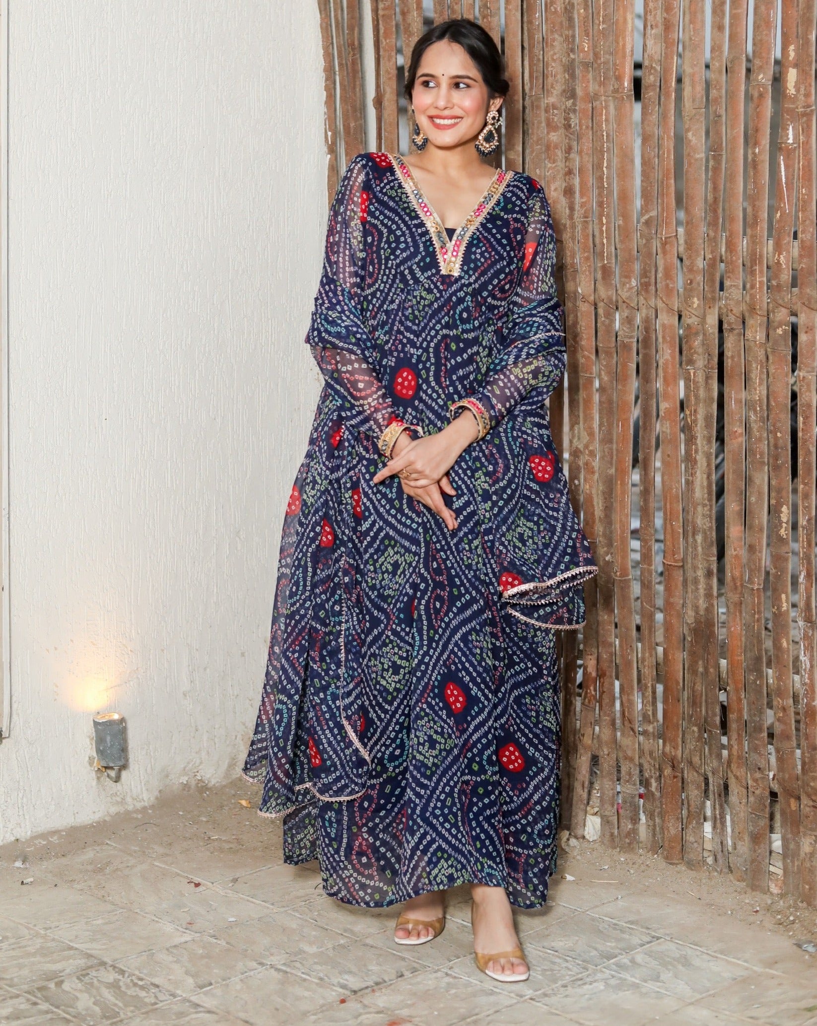 Brinda Blue Bandhani Suit Set