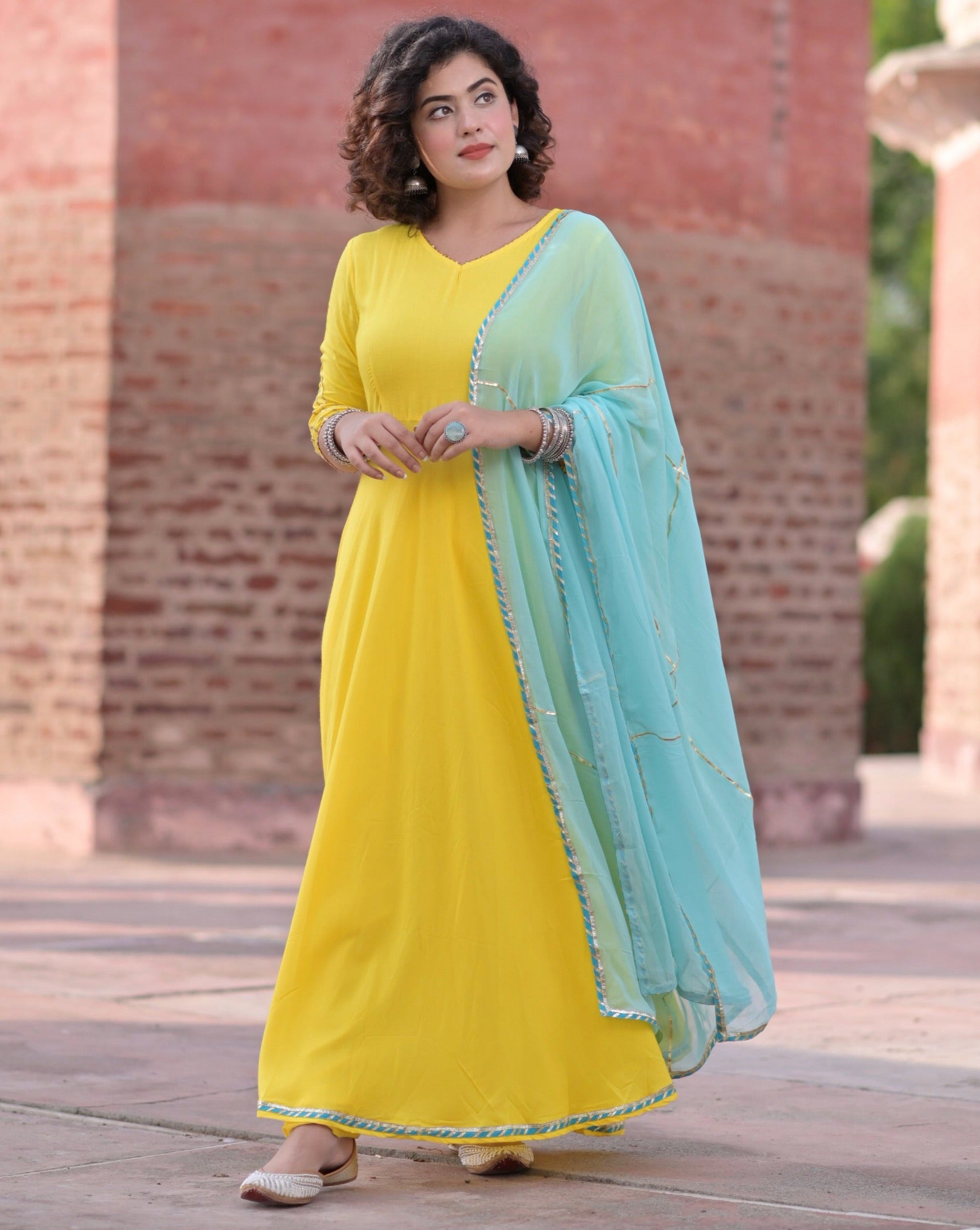 Paisley Yellow Cotton Suit Set