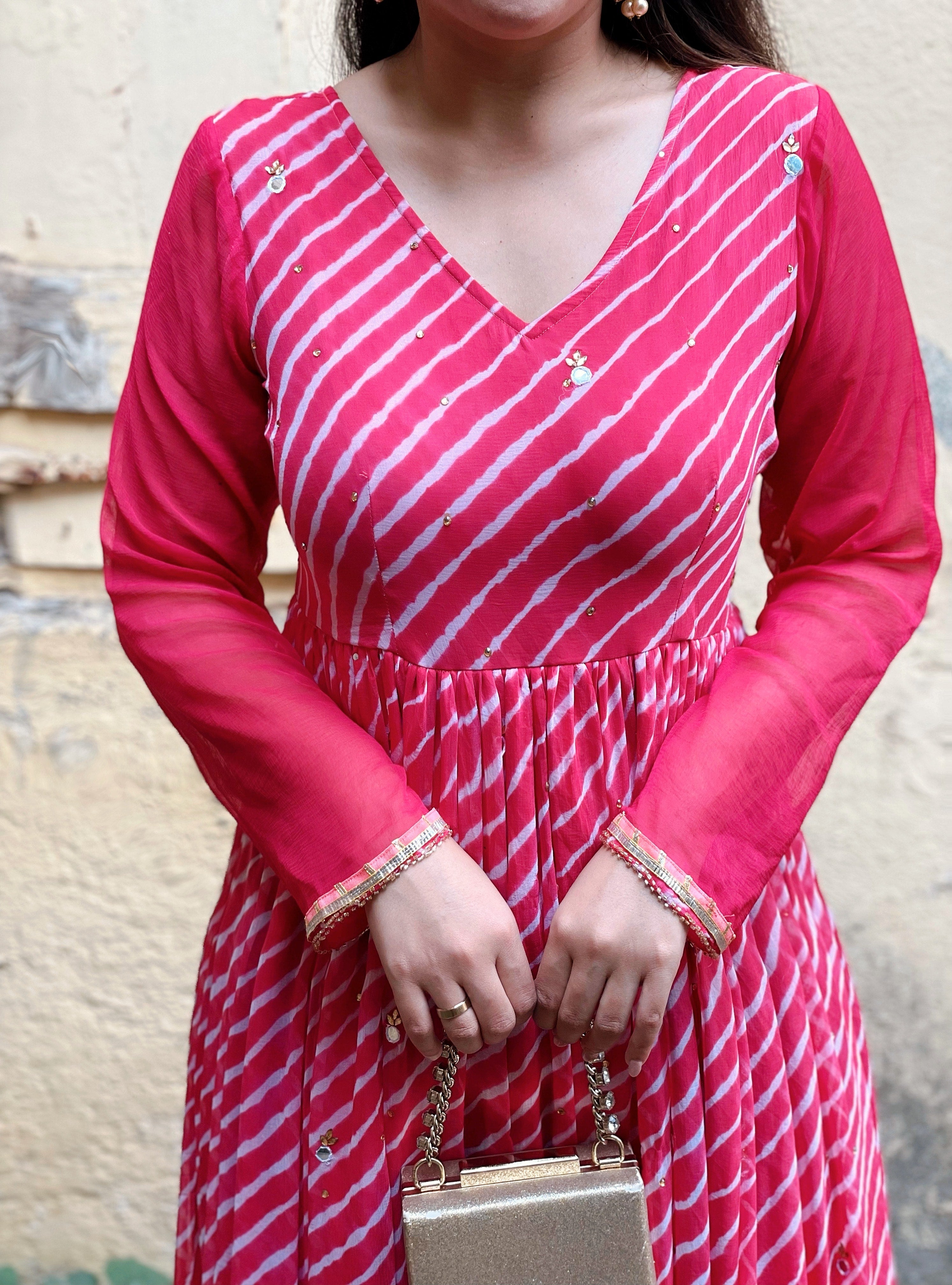 Cadet Carrot Leheriya Maxi Fusion Dress