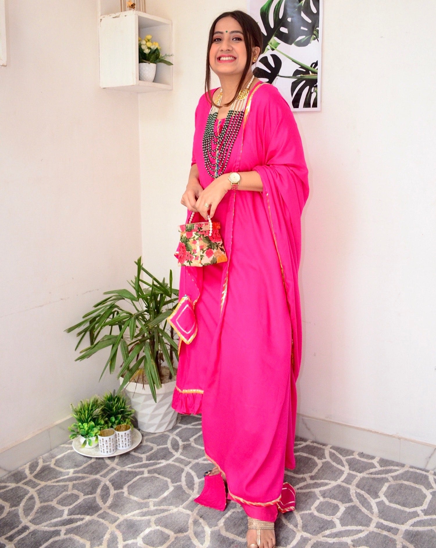 Vintage Pink flared Suit Set