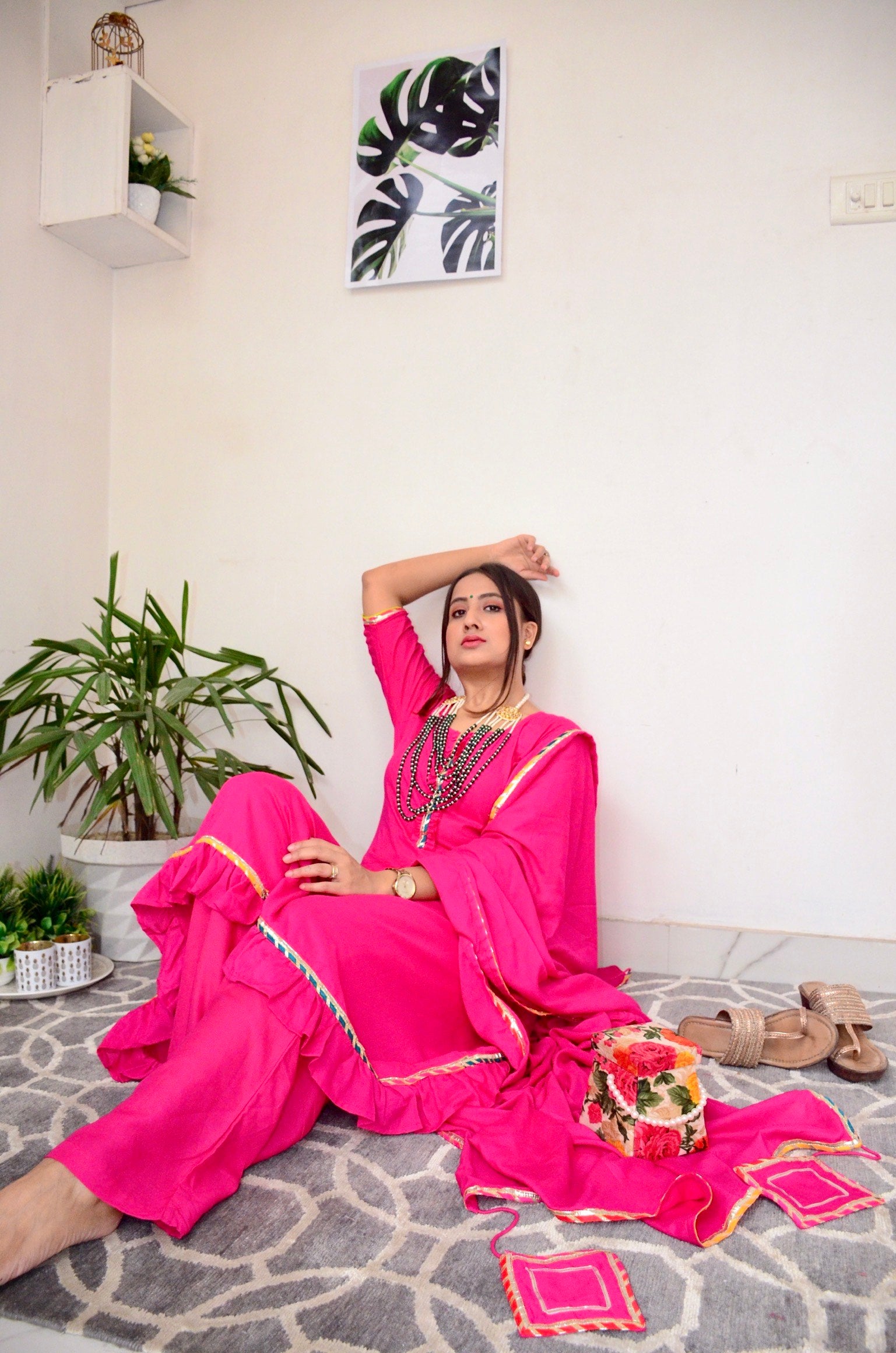 Vintage Pink flared Suit Set
