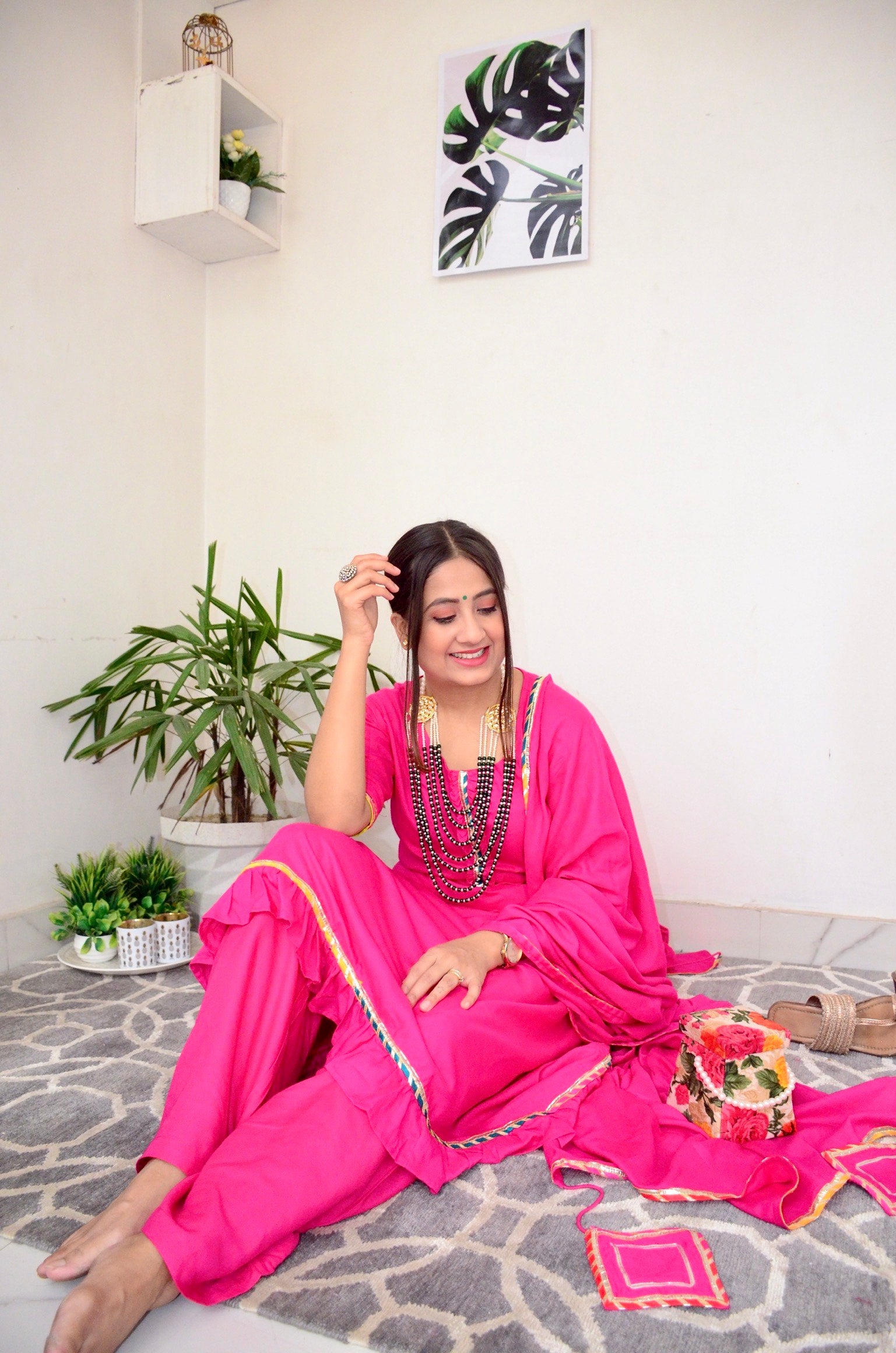 Vintage Pink flared Suit Set