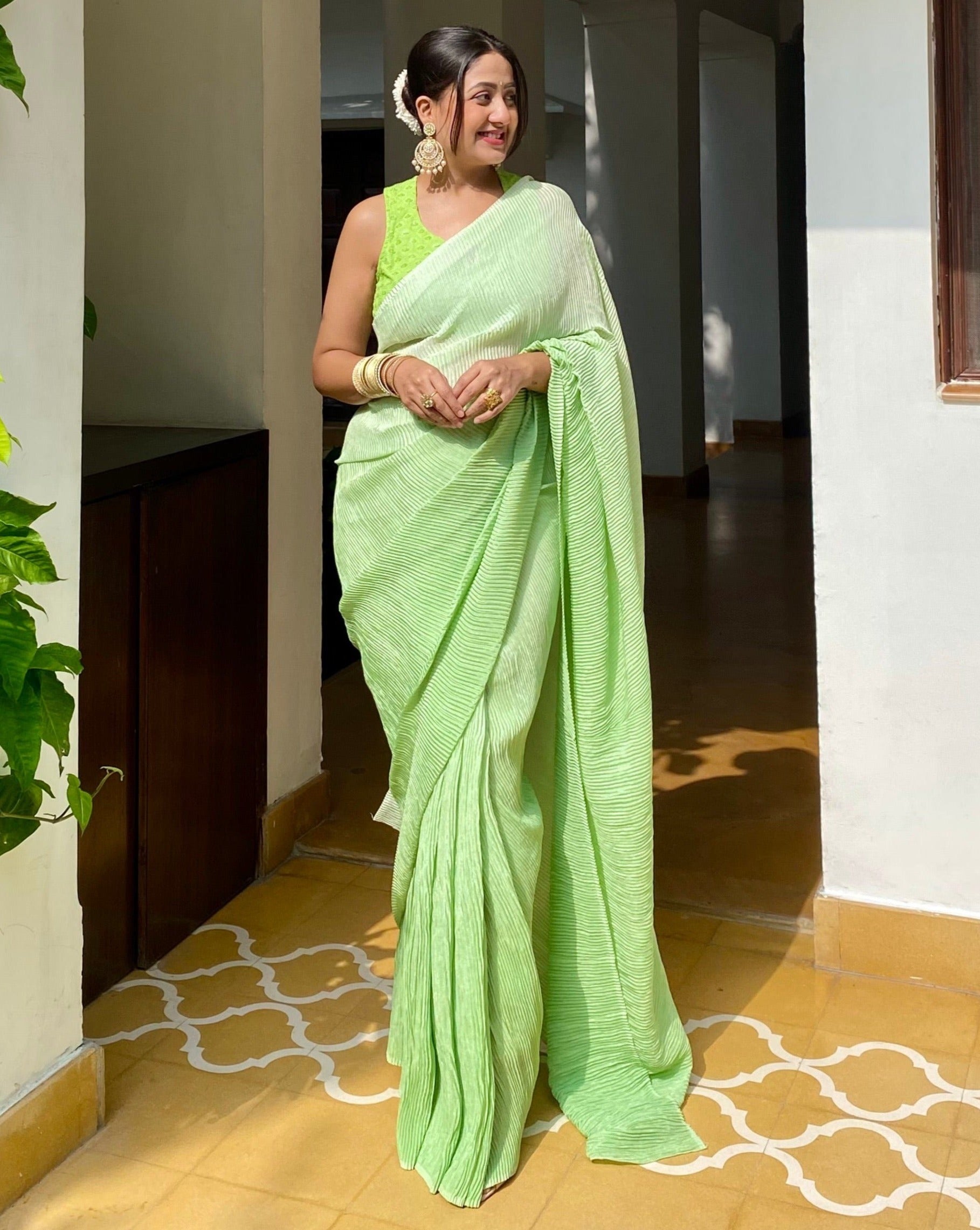 Shyla Green Crush Saree