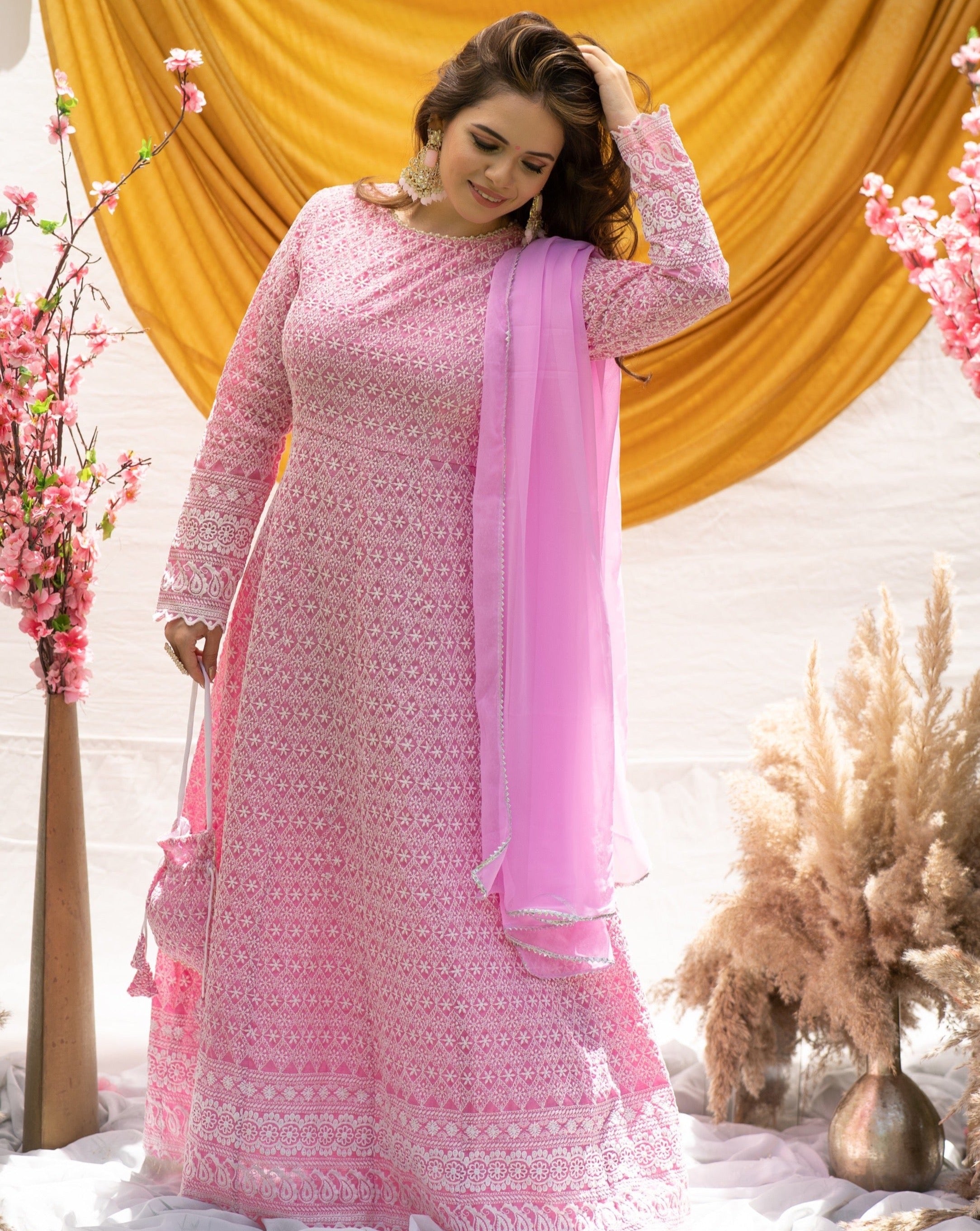 Periwinkle Pink Chikankari Suit Set