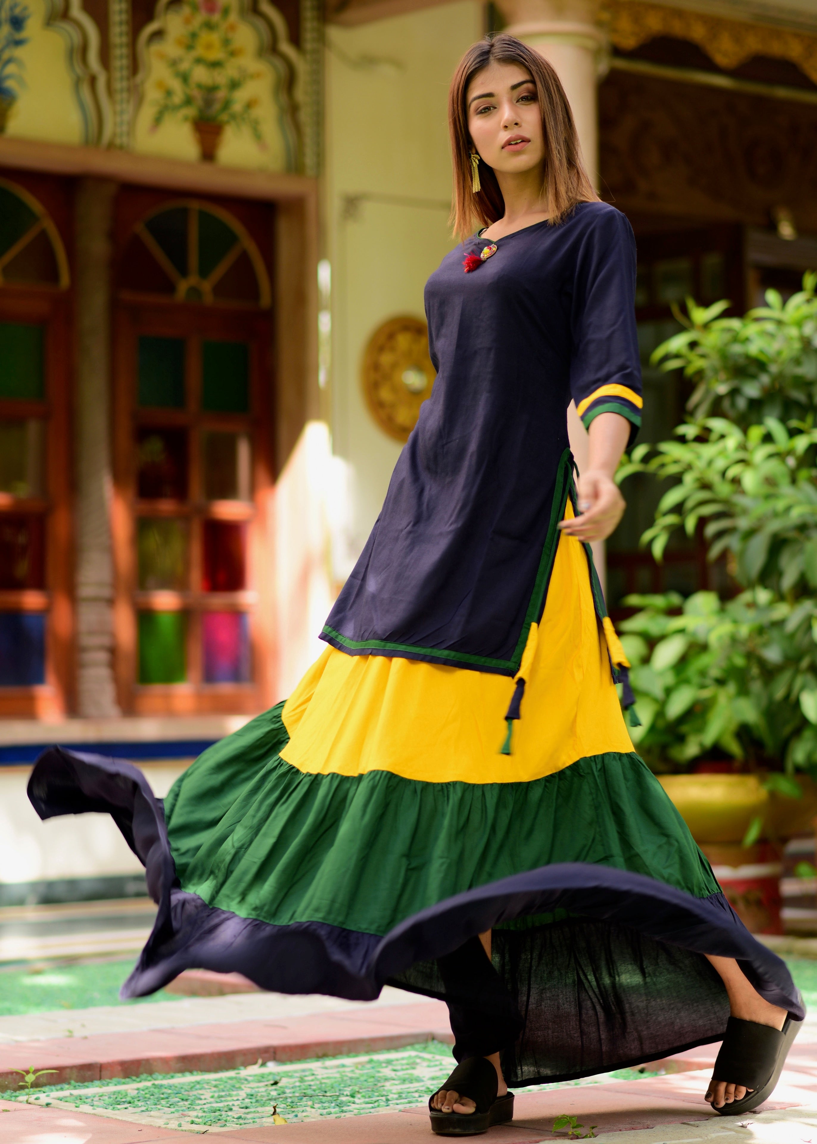 Beautiful multi stripe skirt dress