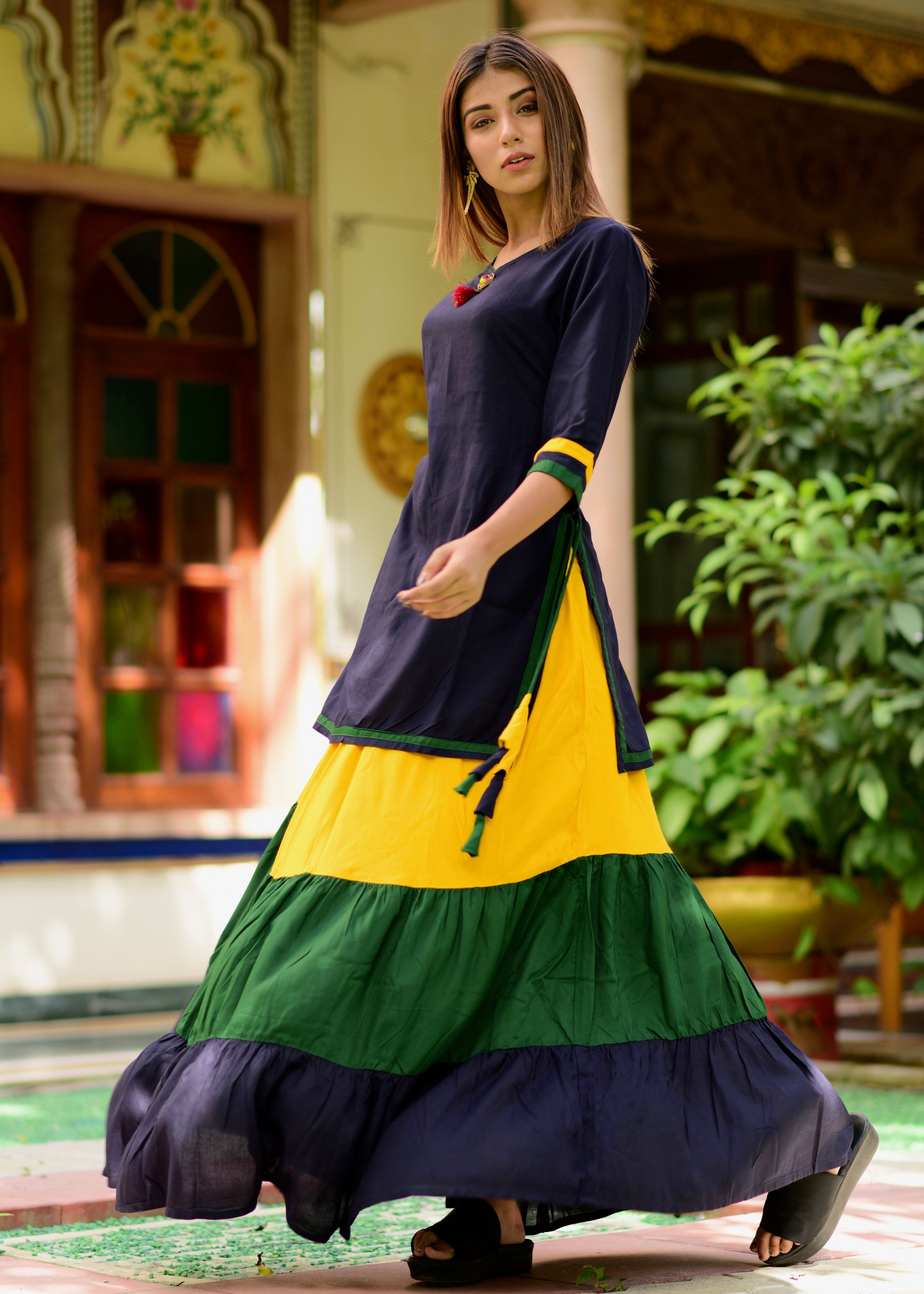 Beautiful multi stripe skirt dress