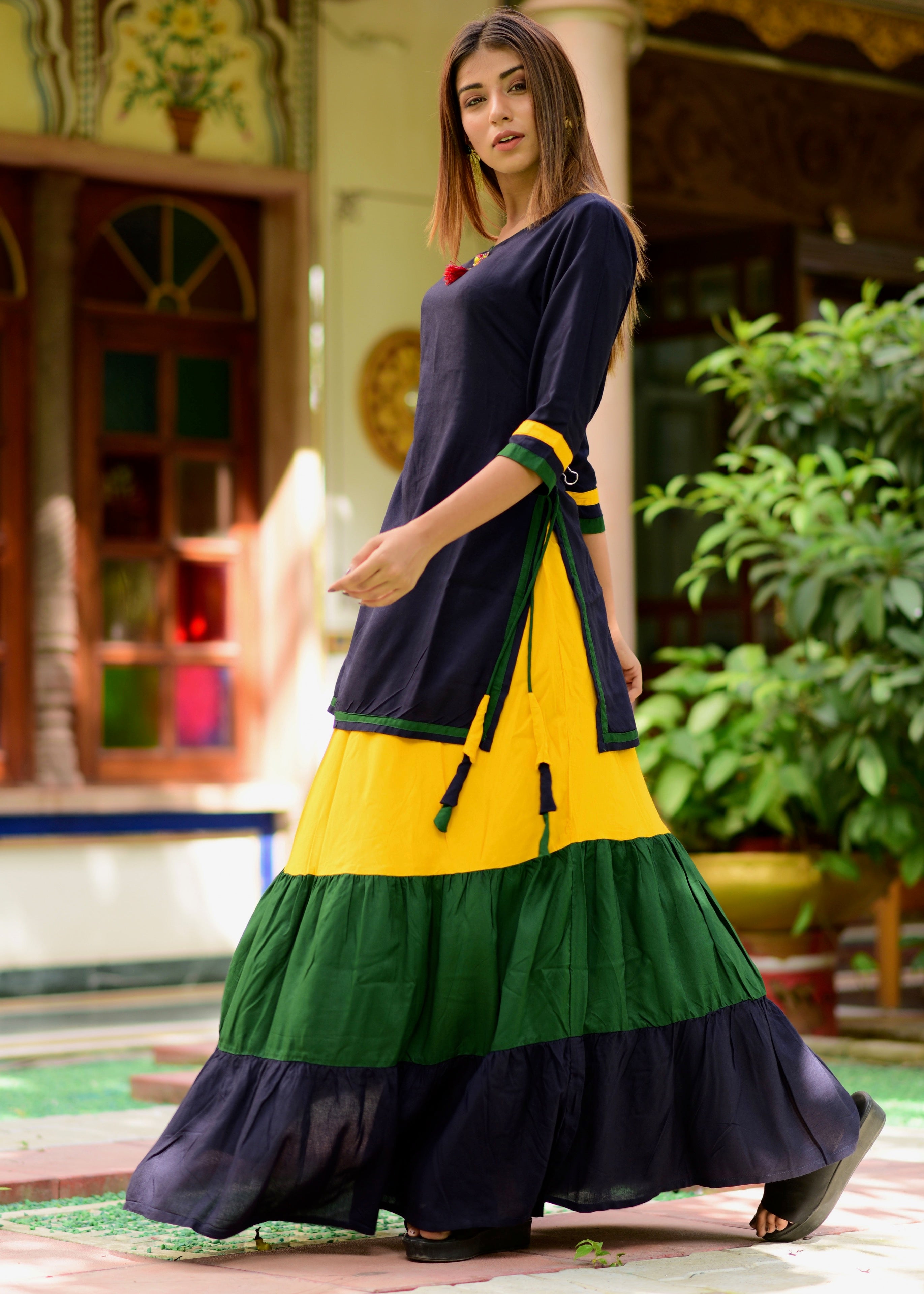 Beautiful multi stripe skirt dress