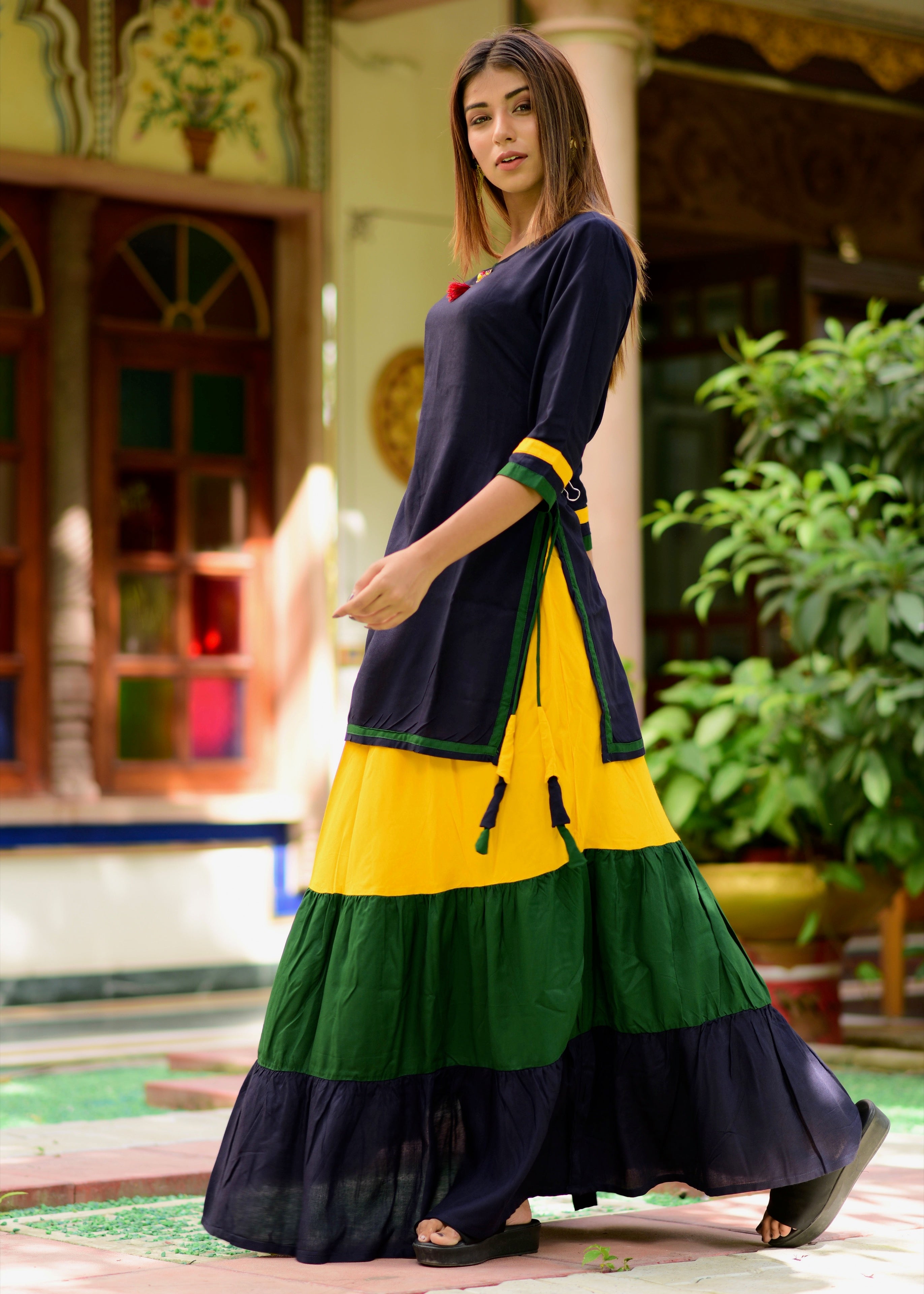 Beautiful multi stripe skirt dress