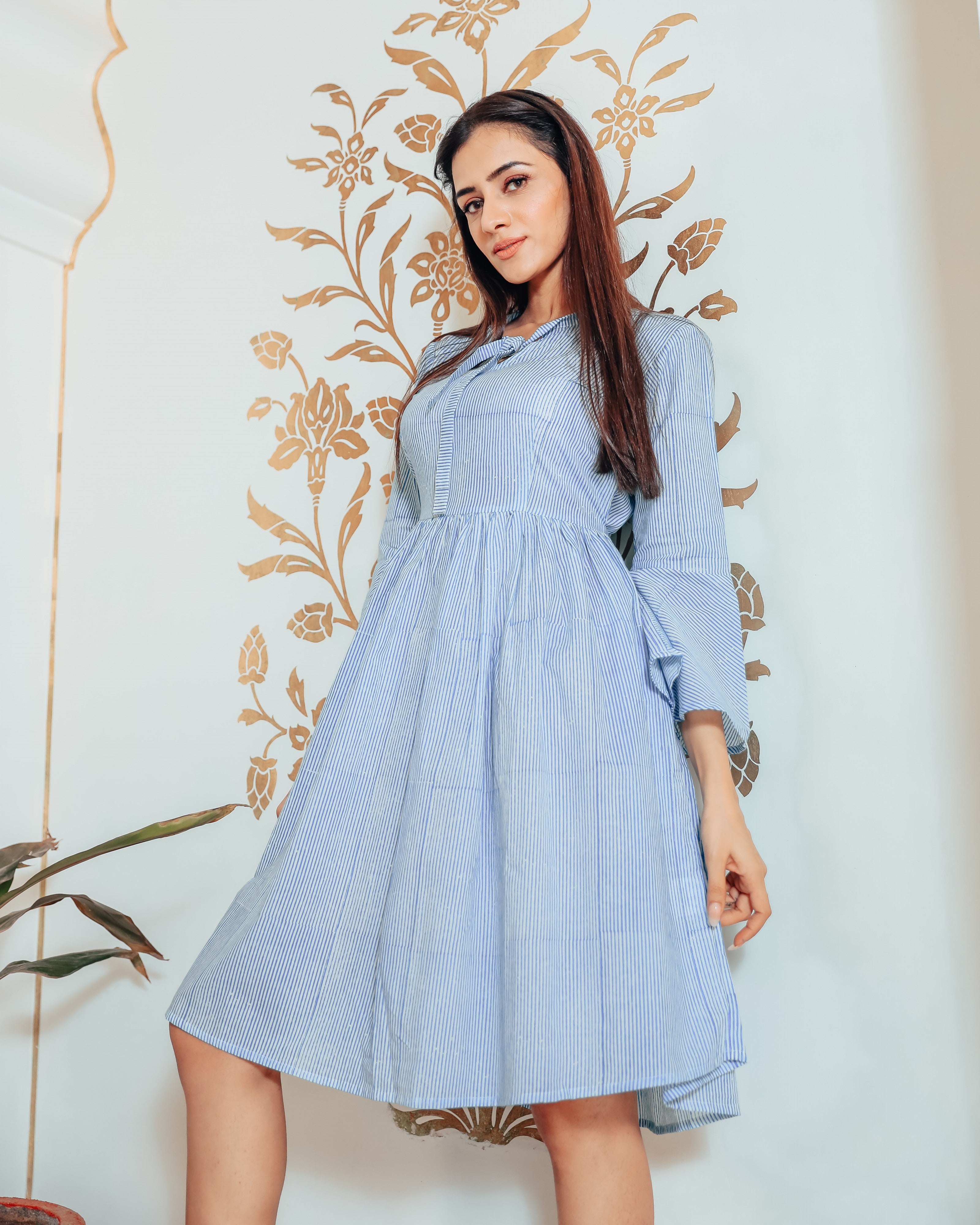 Striped Blue white short dress