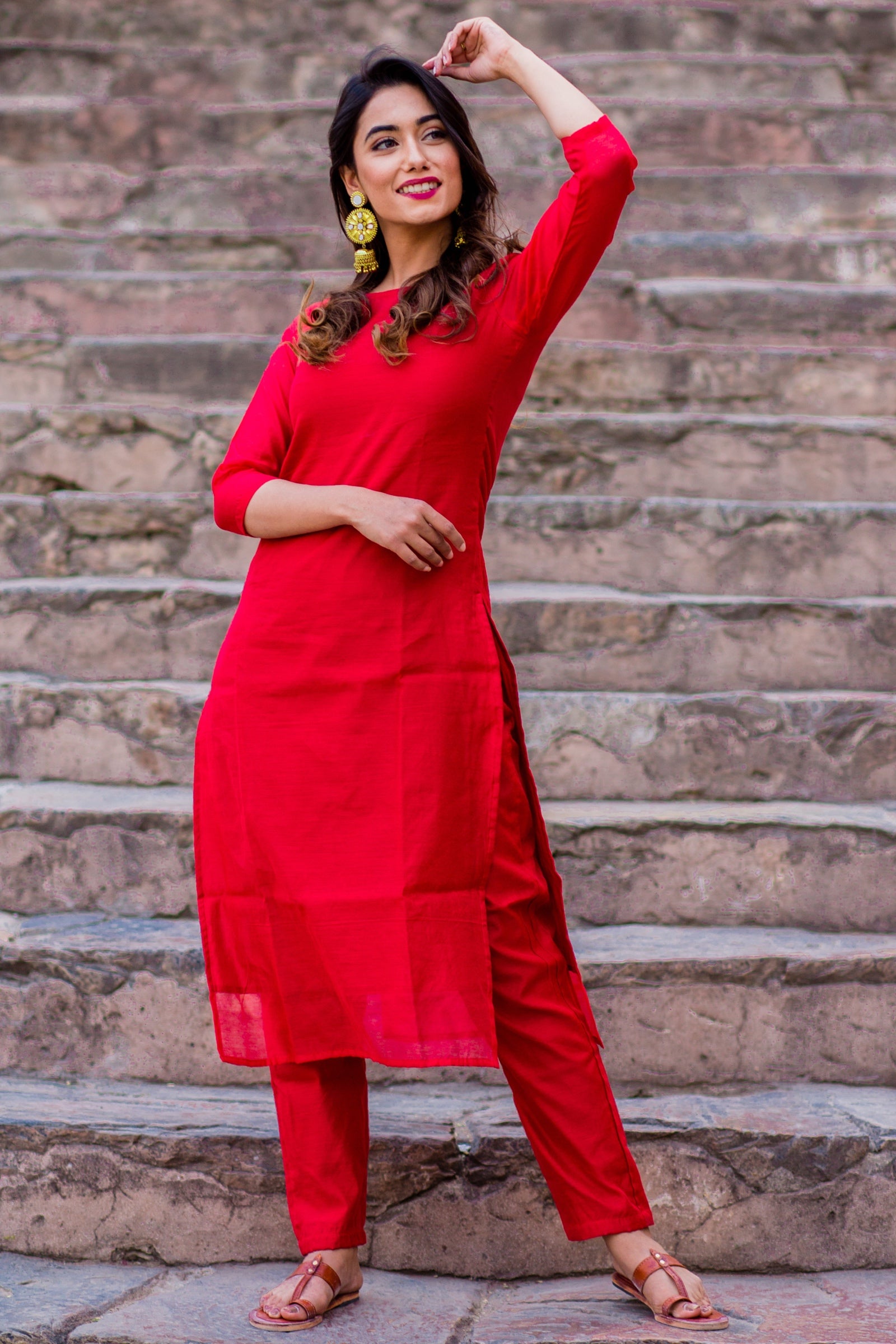 Red Crimson Kurta Set