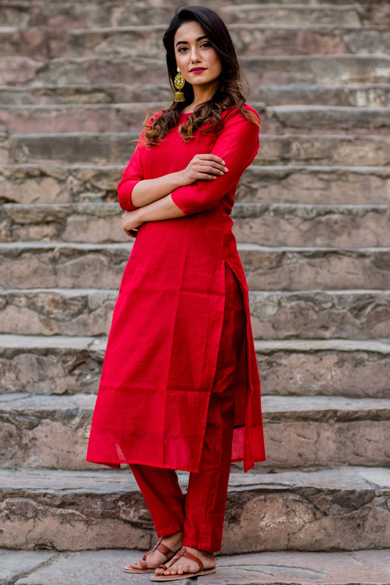Red Crimson Kurta Set