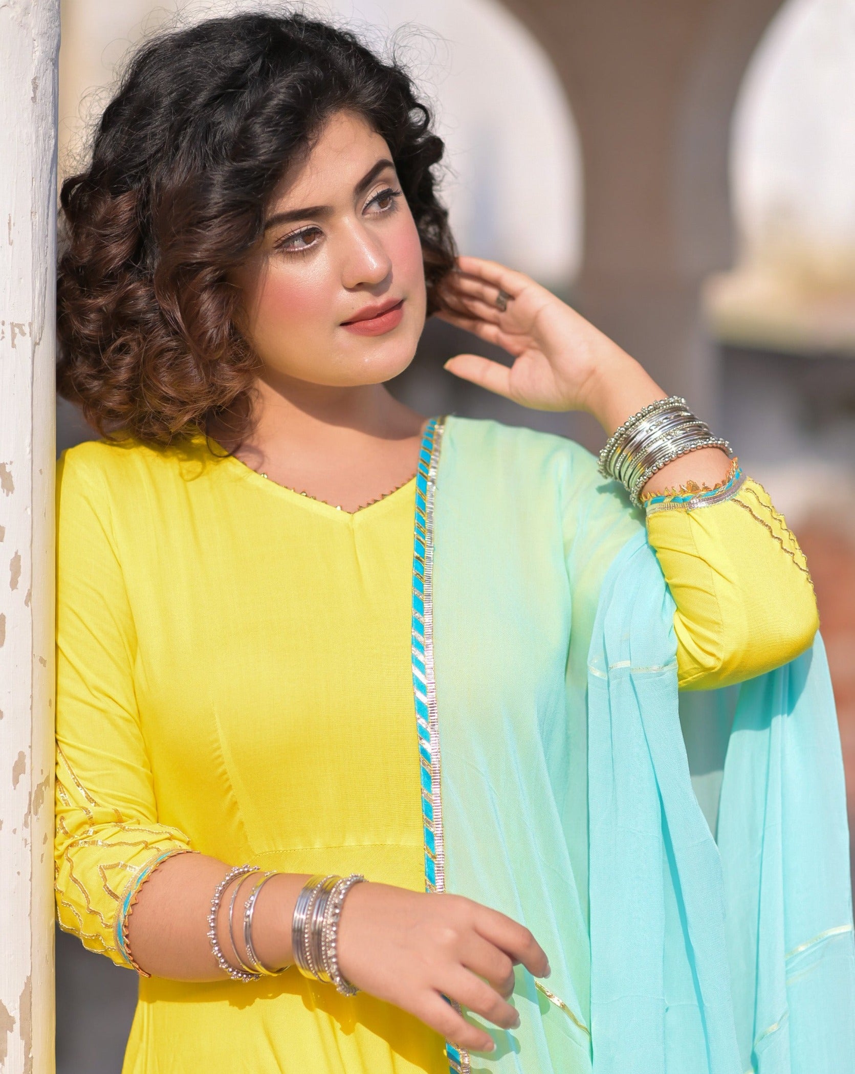 Paisley Yellow Cotton Suit Set