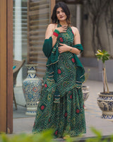 Veena Green Bandhej Suit Set