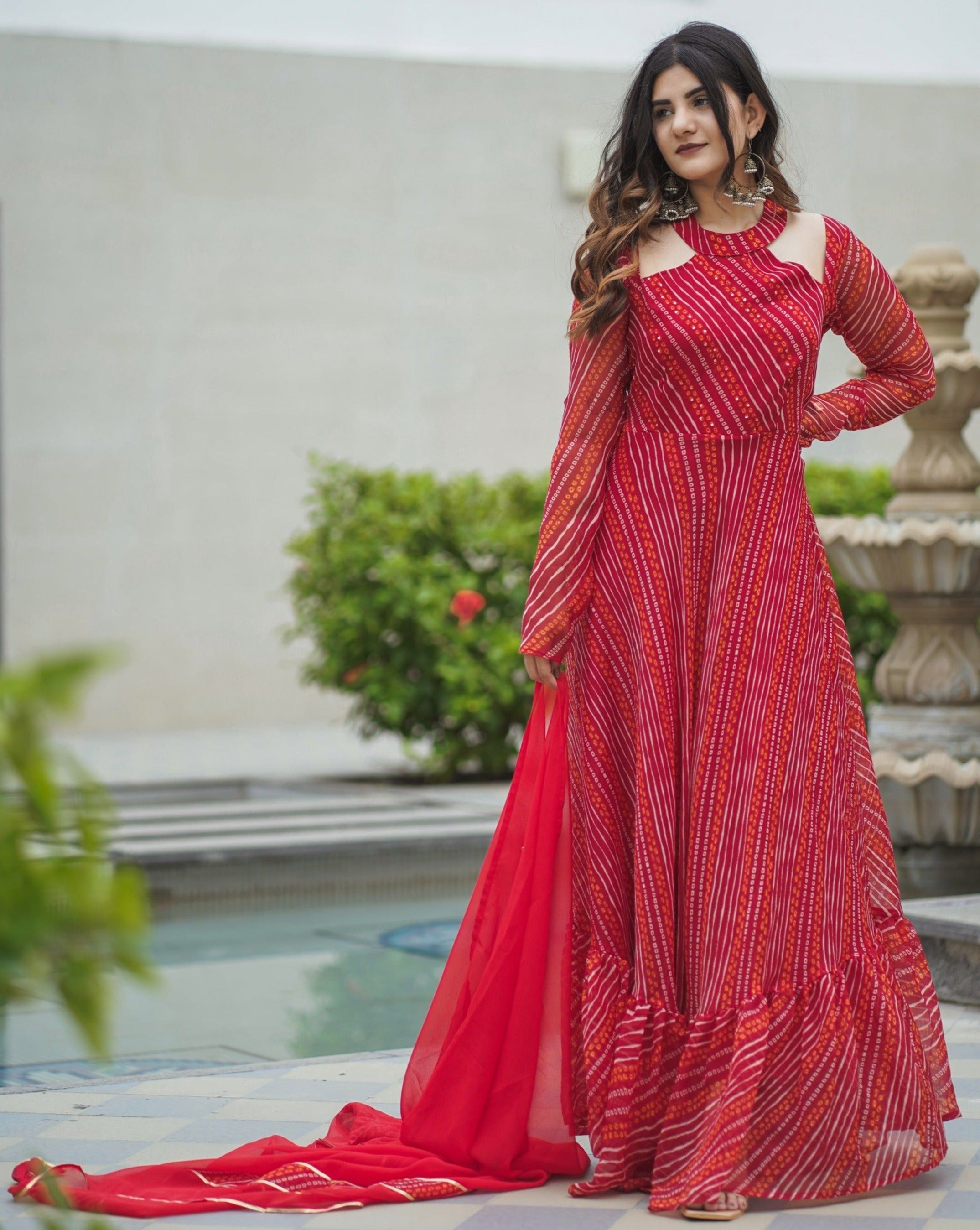 Rahi Red Bandhej Suit Set