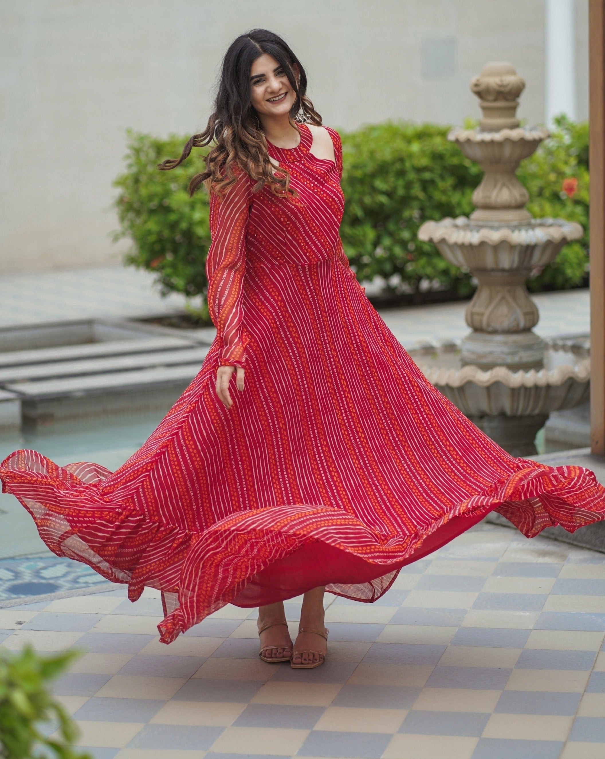 Rahi Red Bandhej Suit Set