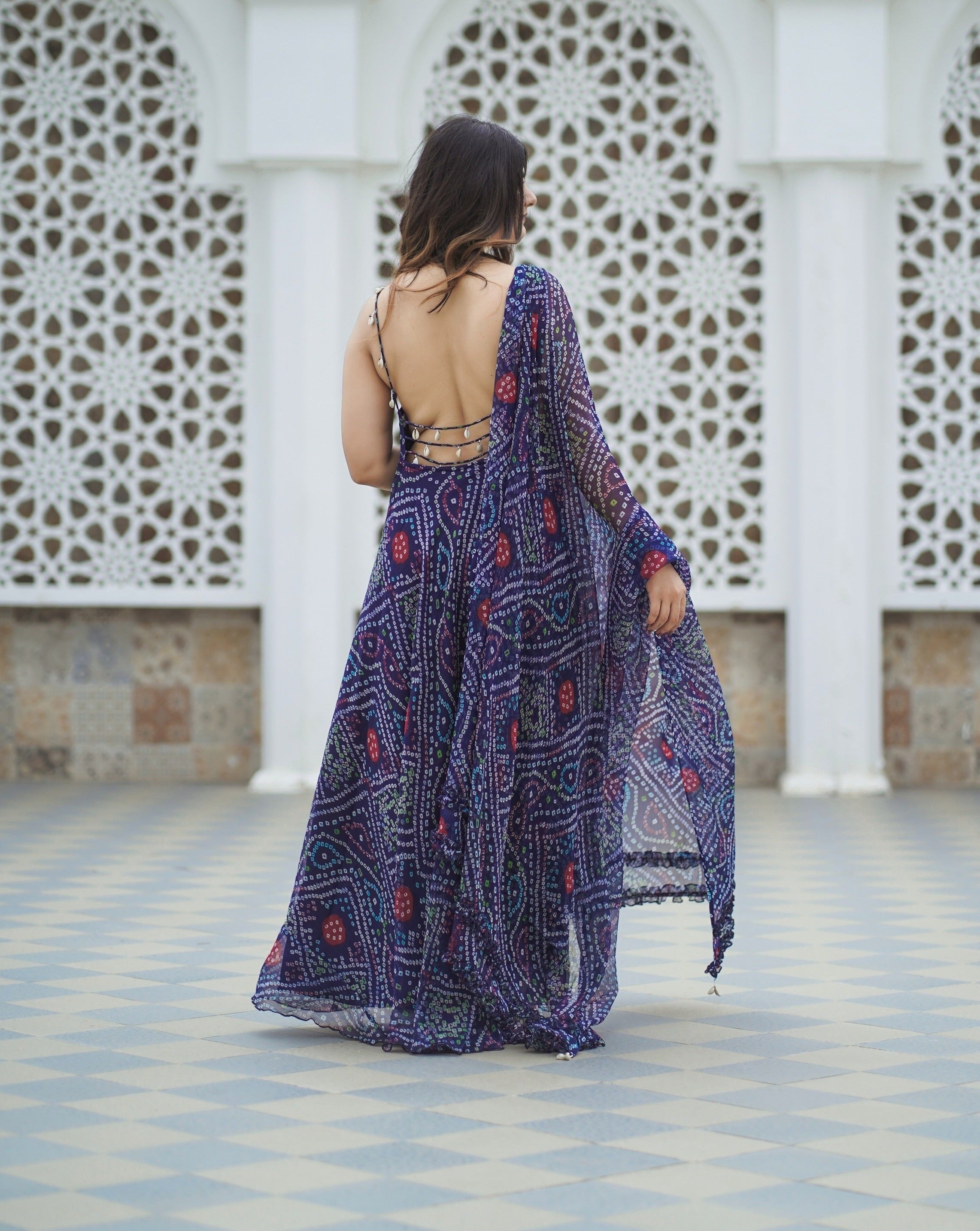 Nila Blue Bandhej Suit Set