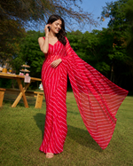 Ruhani Red Lehariya Chiffon Saree
