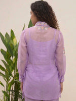 Lilac Lavender Organza Shirt with Balloon Sleeves