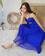 Cannes Blue Flared Leheriya Dress