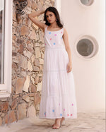 Queen White Floral Hand-Painted Dress