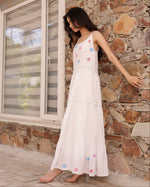 Queen White Floral Hand-Painted Dress