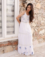 Glory White Floral Hand-Painted Dress