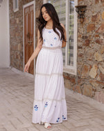 Glory White Floral Hand-Painted Dress