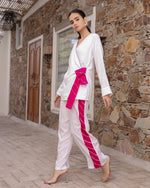 Wels White Leheriya stripe Cord Set
