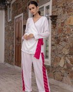 Wels White Leheriya stripe Cord Set