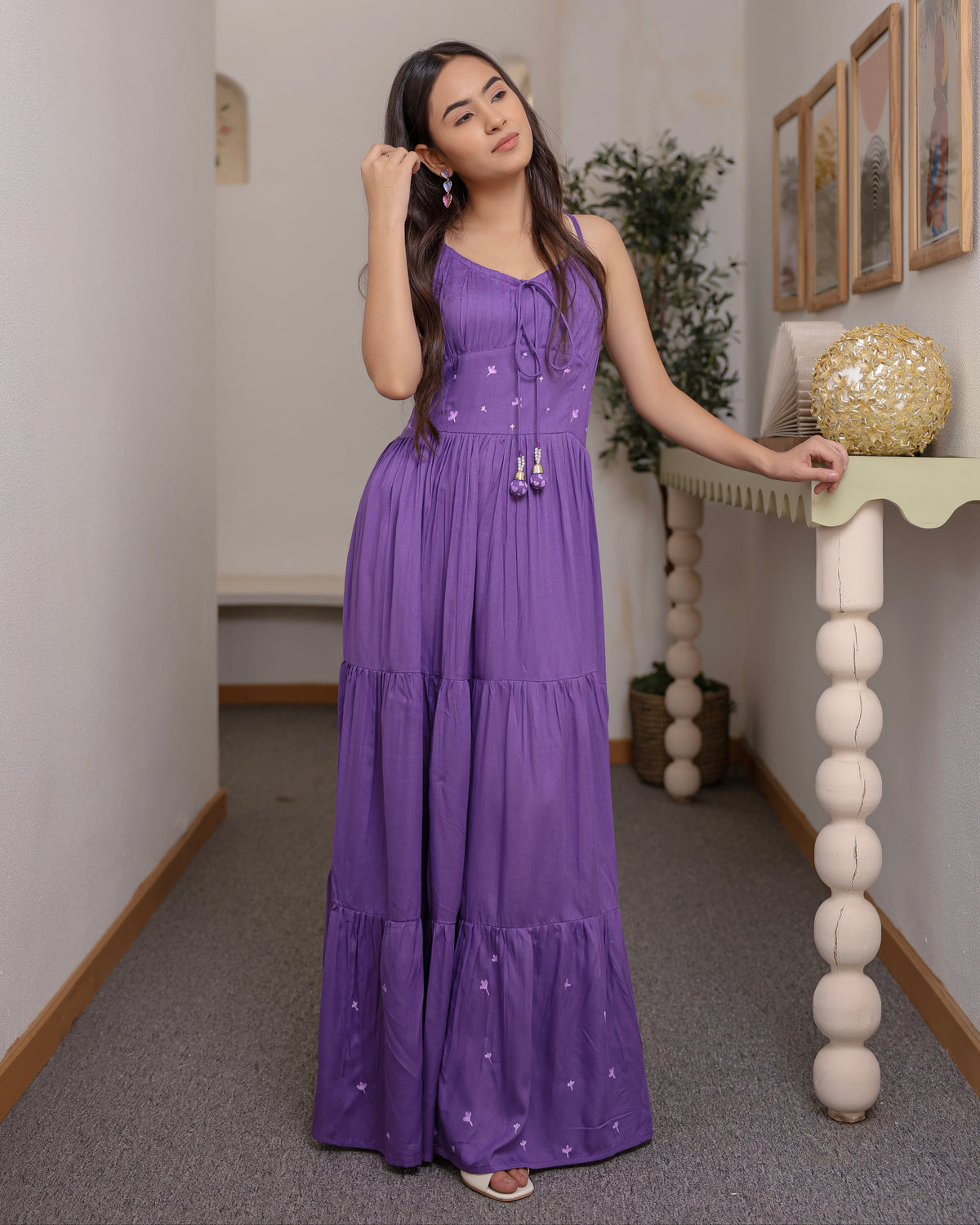 Livine Purple Flared Dress