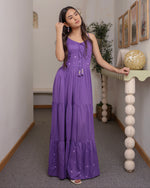 Livine Purple Flared Dress