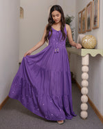 Livine Purple Flared Dress