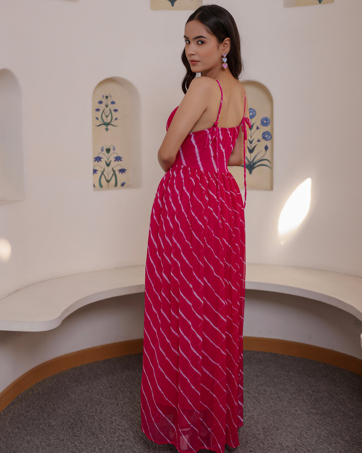 Nancy Pink Leheriya Falred Dress