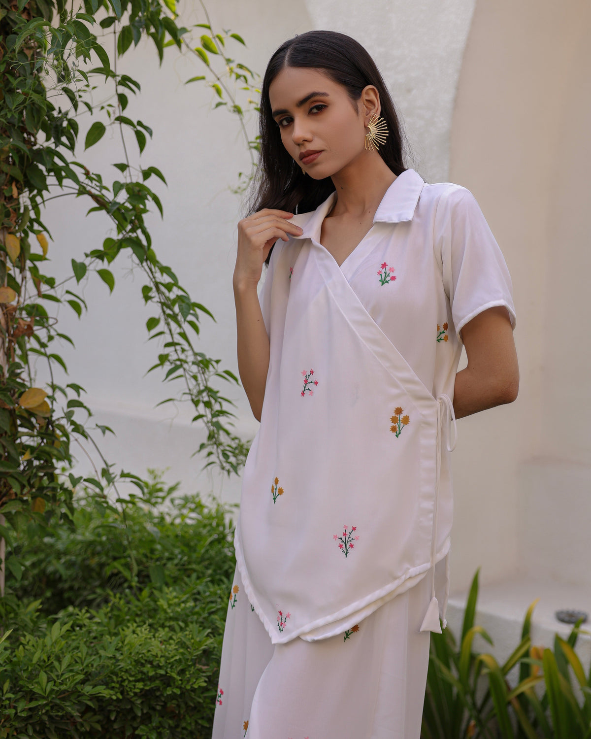 Elle White Floral Cord Set