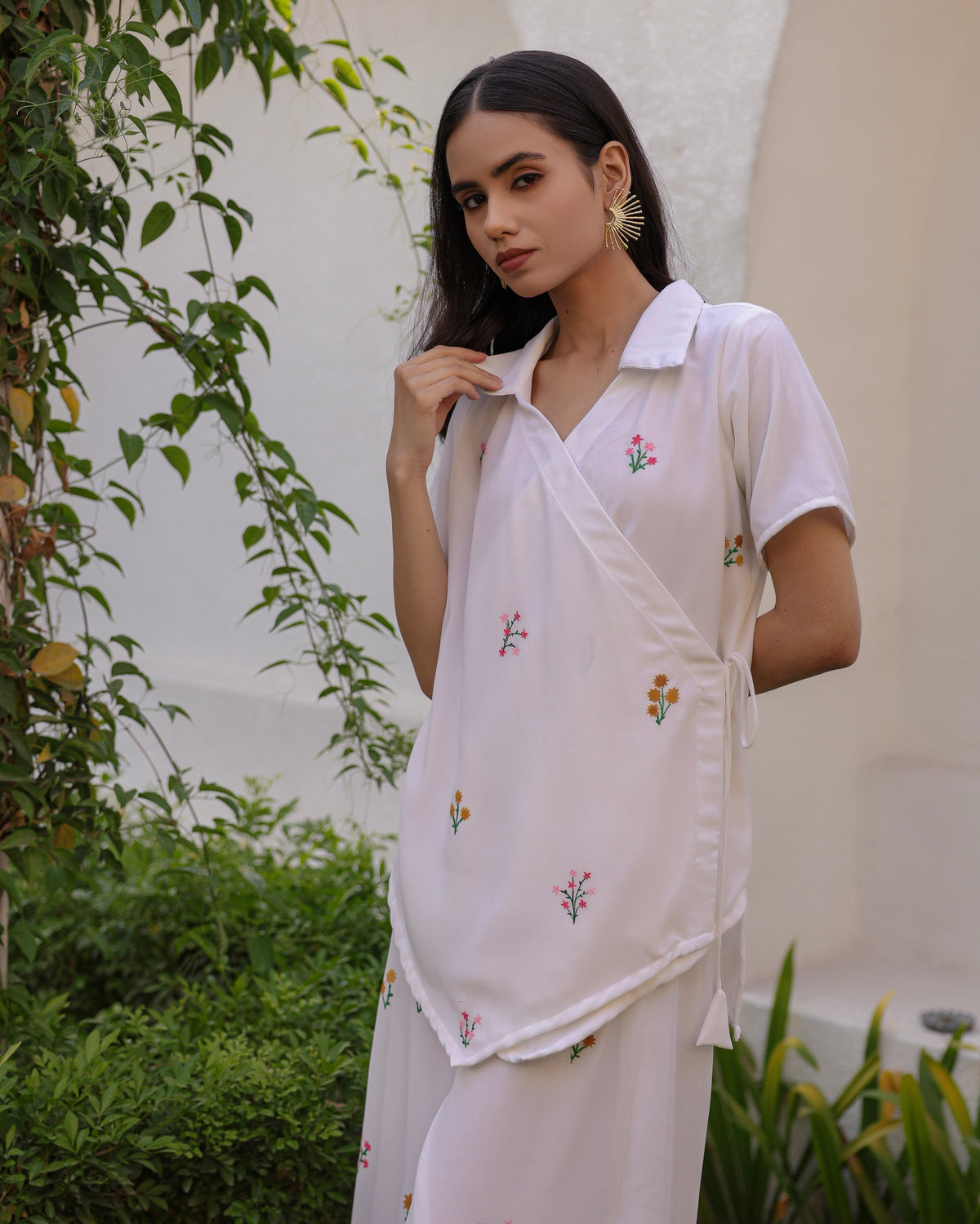 Elle White Floral Cord Set