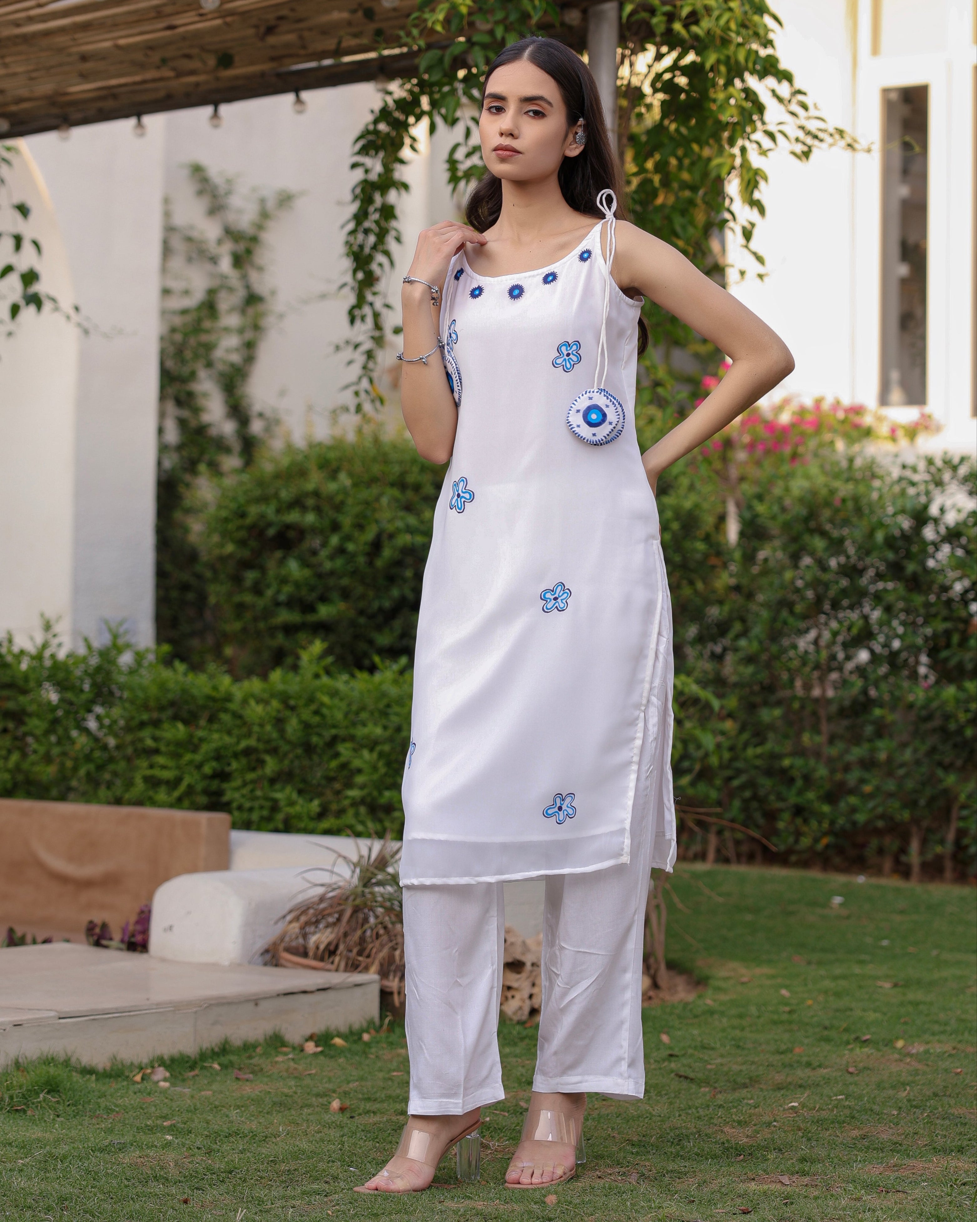 Tulip White Silk Kurta Set