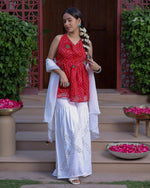 Siena Red Bandhani Kurta Shahrara Set