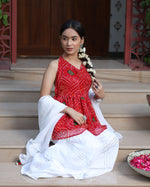 Siena Red Bandhani Kurta Shahrara Set