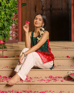 Red Green Bandhani Kurta Set