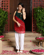Red Green Bandhani Kurta Set