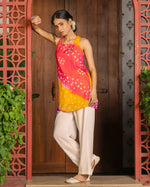 Rani Yellow Bandhej Kurta Set