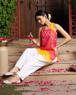 Rani Yellow Bandhej Kurta Set