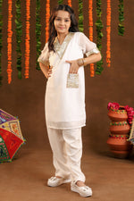 Girls shimmer White Suit Set
