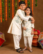 Printed White Jacket Kurta Set