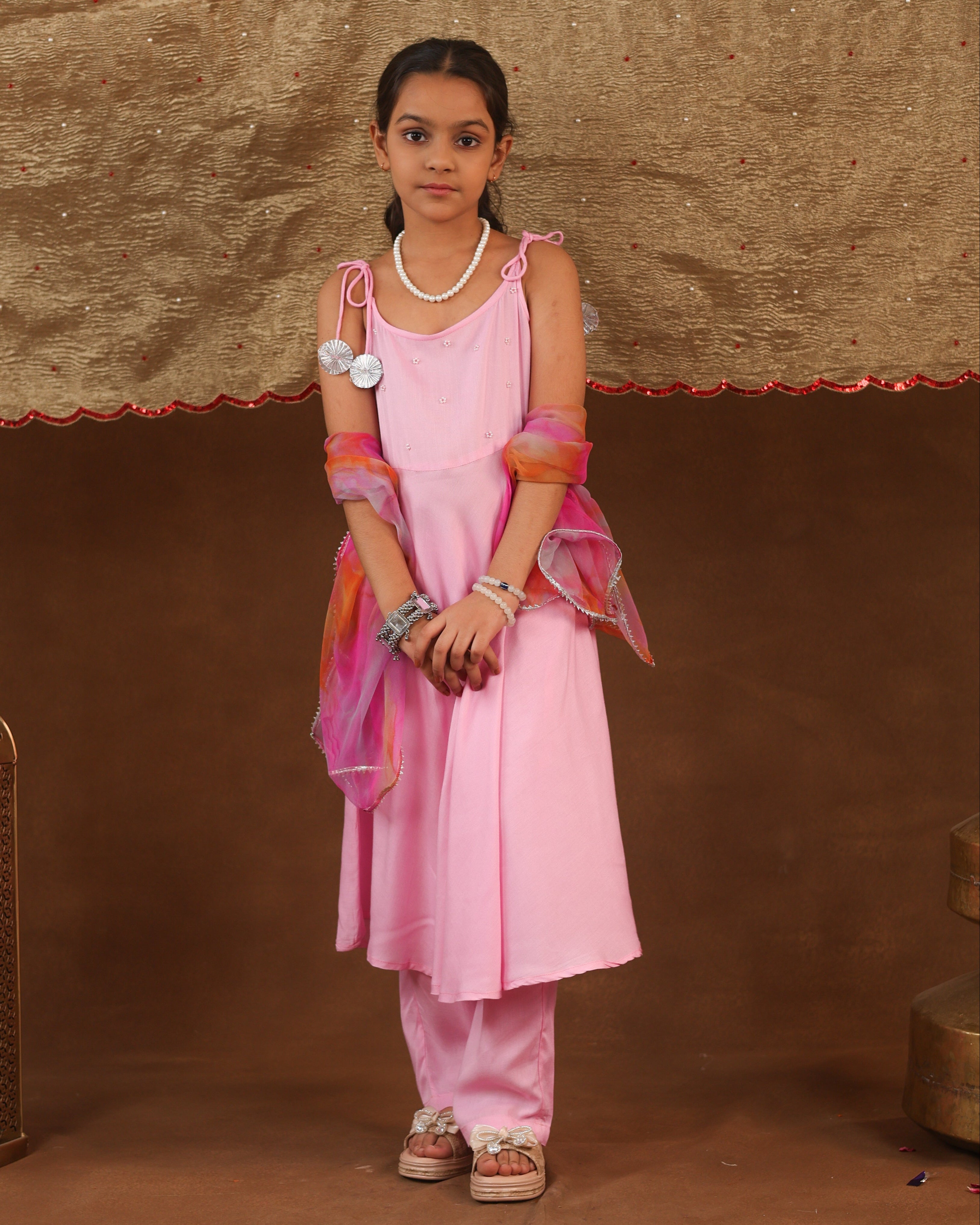 Girls Pink Pearl Suit Set