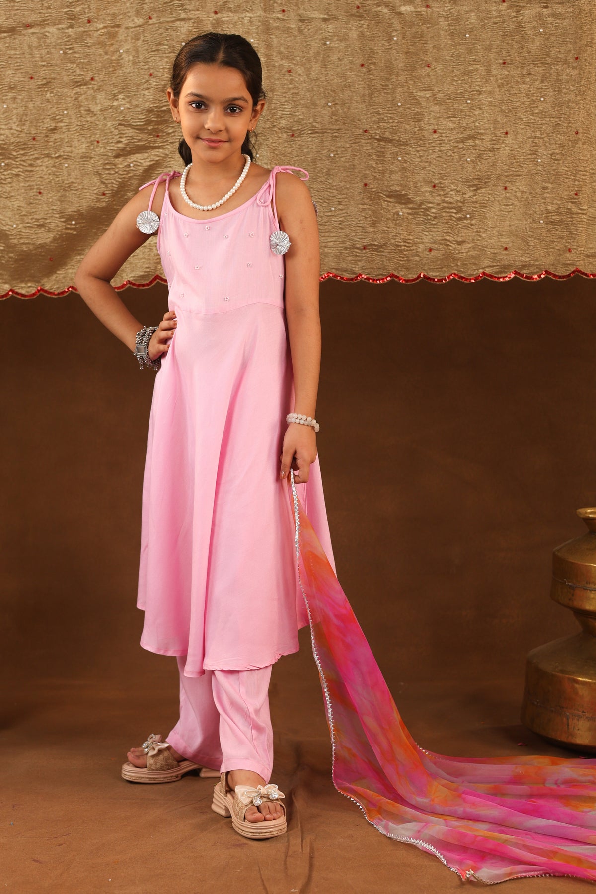 Girls Pink Pearl Suit Set