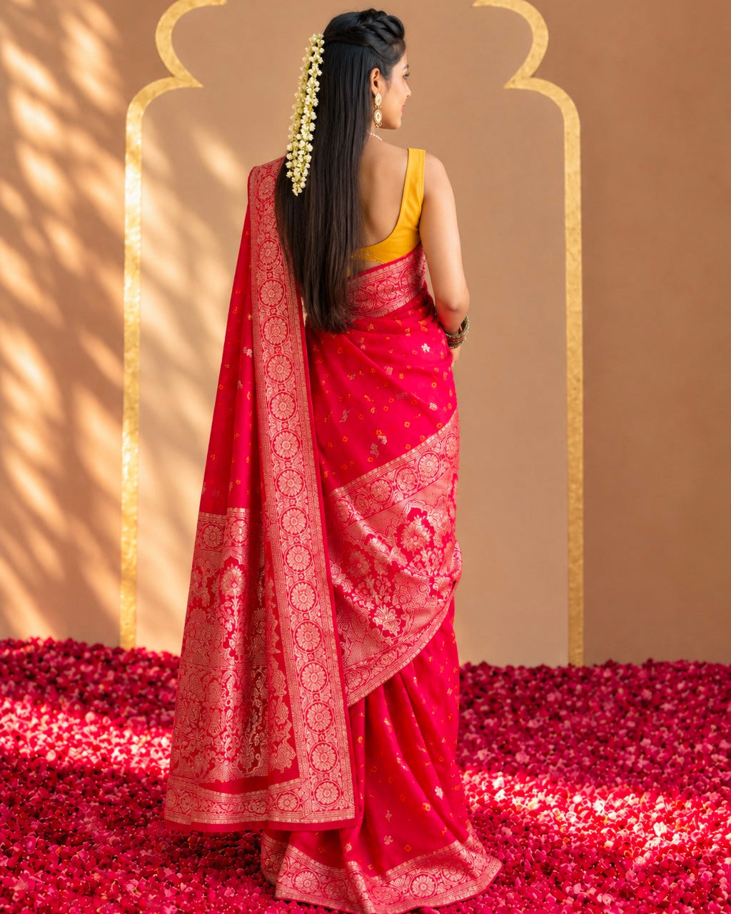 Surkh Meher Pure Banarasi Silk Zari Saree