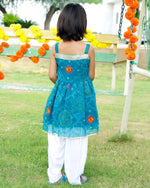 Girls Blue Short  Bandhej Kurta Set