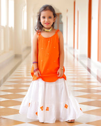 Saffron Orange Kids skirt Set